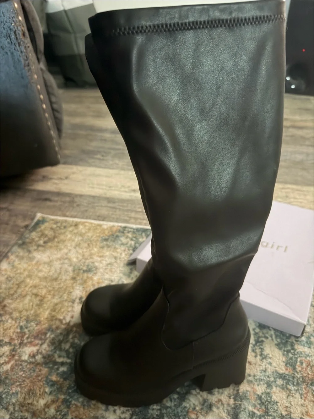 Madden Girl Black Chunky Platform Knee-High Boots